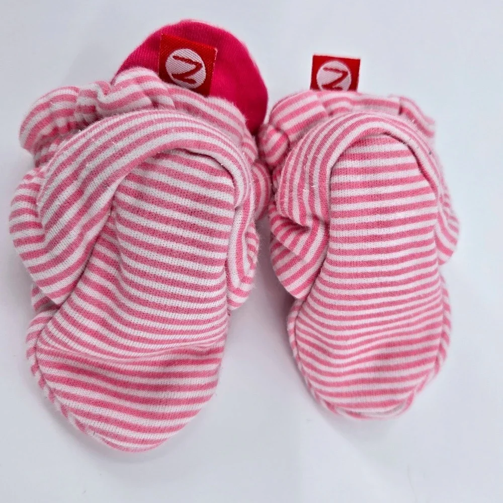 Zutano Pink and White Candy Stripe Cotton Baby Booties Size 3M‎